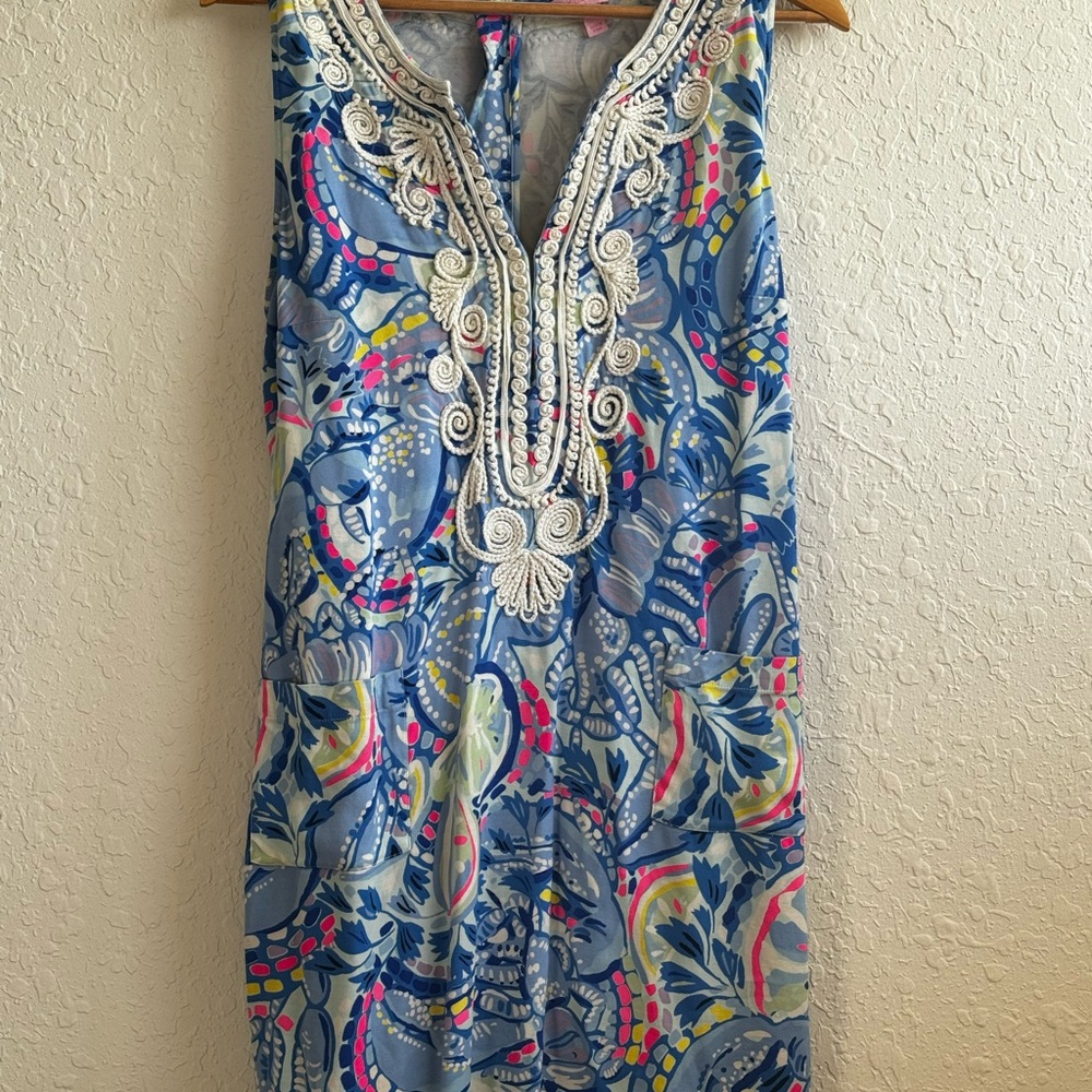 Lilly Pulitzer Carlotta Blue Peri Pinch Pinch Stretch Shift Dress